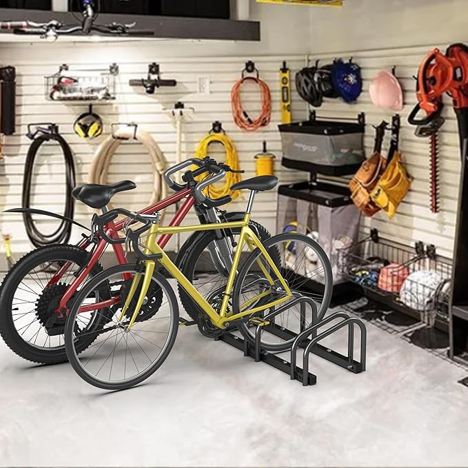 Ultrawall Bike Storage Rack for Garage, 3 Bikes Floor Bike Stand, Bicycle Parking Stand Rack for Indoor/Outdoor, Fit 22-28" Wheel Tire Width 2.1"