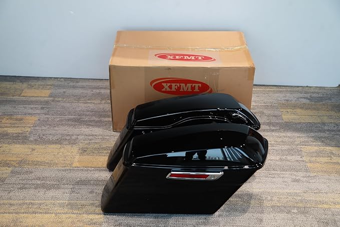 XFMT Motorcycle Hard Saddlebags Vivid Black Saddle Bags Trunk W/Latches For Harley Touring Road King Street Glide Road Glide Electra Glide Ultra Classic 2014-2024