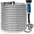 Metal Garden Hose 30 Ft Flexible Stainless Steel Water Hose 25 Ft 50 Ft With Hose Nozzle, Heavy Duty No Kink Hose (30FT)