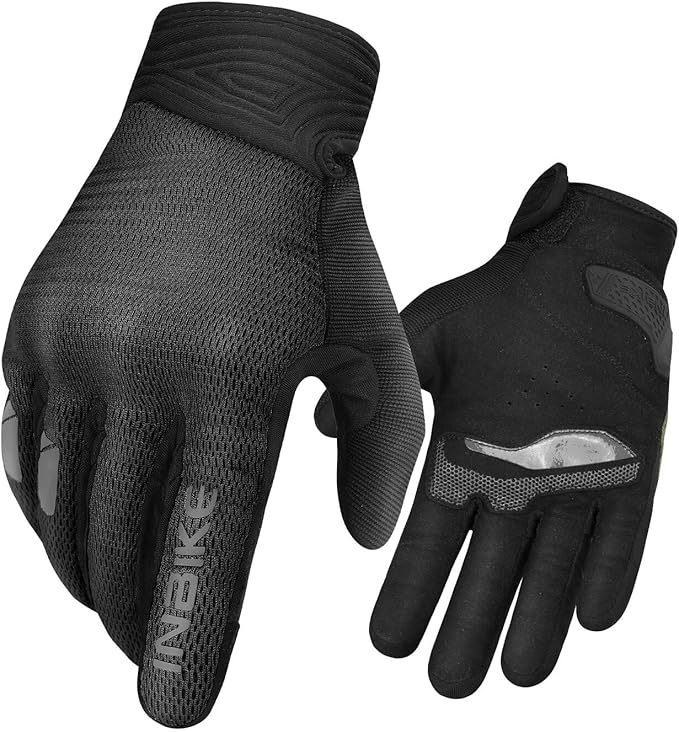 INBIKE Breathable Mesh Motorcycle Gloves for Men/Women, Shell Protection, Reflective, TPR Palm Sliders, Touchscreen Motorbike Gloves for ATV BMX MTB Riding