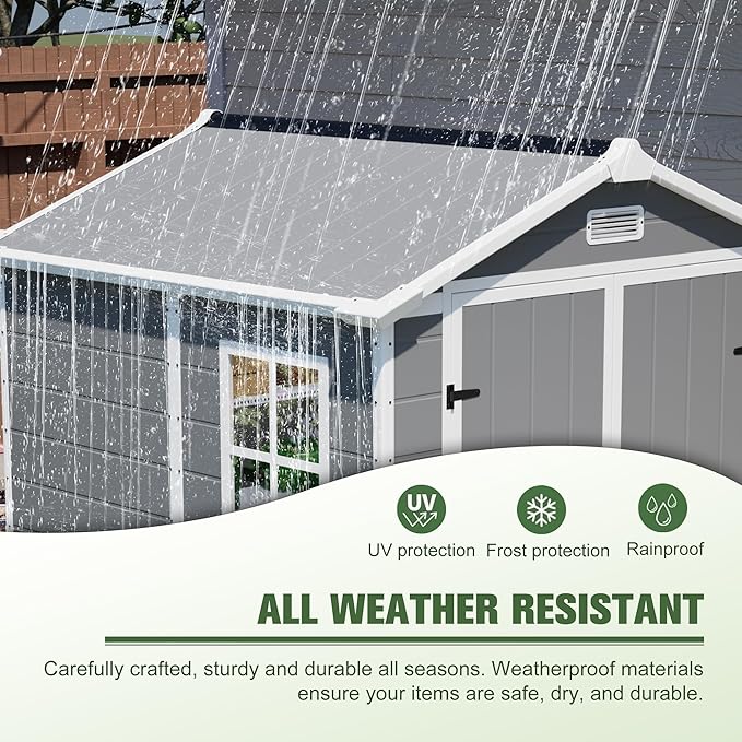 6x6 Resin Outdoor Storage Shed Kit-Perfect to Store Patio Furniture, Garden Tools Bike Accessories, Beach Chairs and Lawn Mower, Grey & White