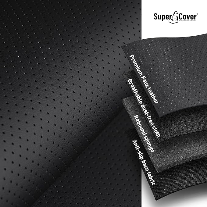 Super Cover for Toyota Tundra Seat Covers 2014-2021(CrewMax only), Full Covered Black Seat Protectors Pickup Truck Leather Seat Cover Set for Tundra 2021 2020 2019 2018 2017 2016 2015 2014 Accessories