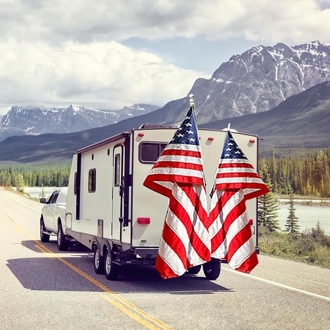 Heavy Duty Dual Hitch Flag Pole Holder for Fits 2" Trailer Receiver, Truck Hitch Flag Pole, Universal Flag Pole Mount Compatible with Car, Truck, SUV, Pickup, Camper & Trailer