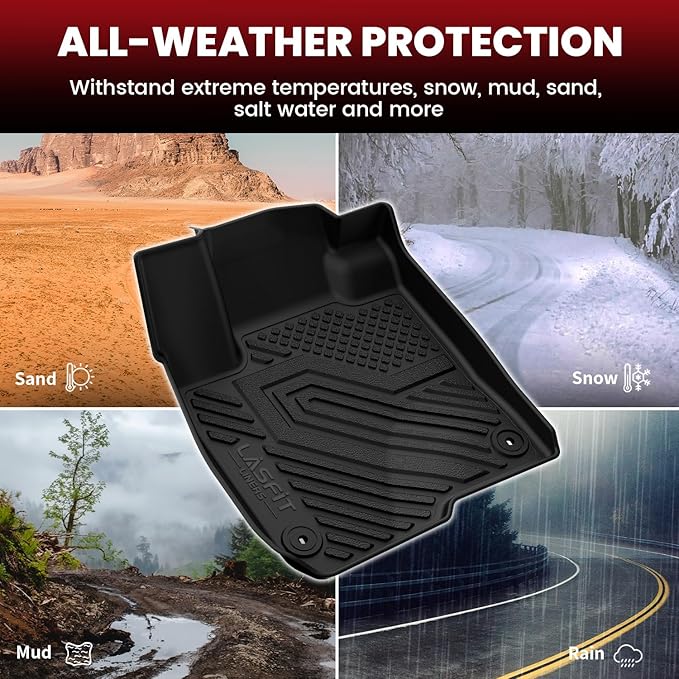 LASFIT Floor Mats & Cargo Liner for Honda HRV 2026 2025 2024 2023 (Gasoline & Hybrid) & for Acura ADX 2025, All Weather TPE Custom Fit HR-V Floor Liner Accessories, 1st & 2nd Row & Trunk Mat, Black