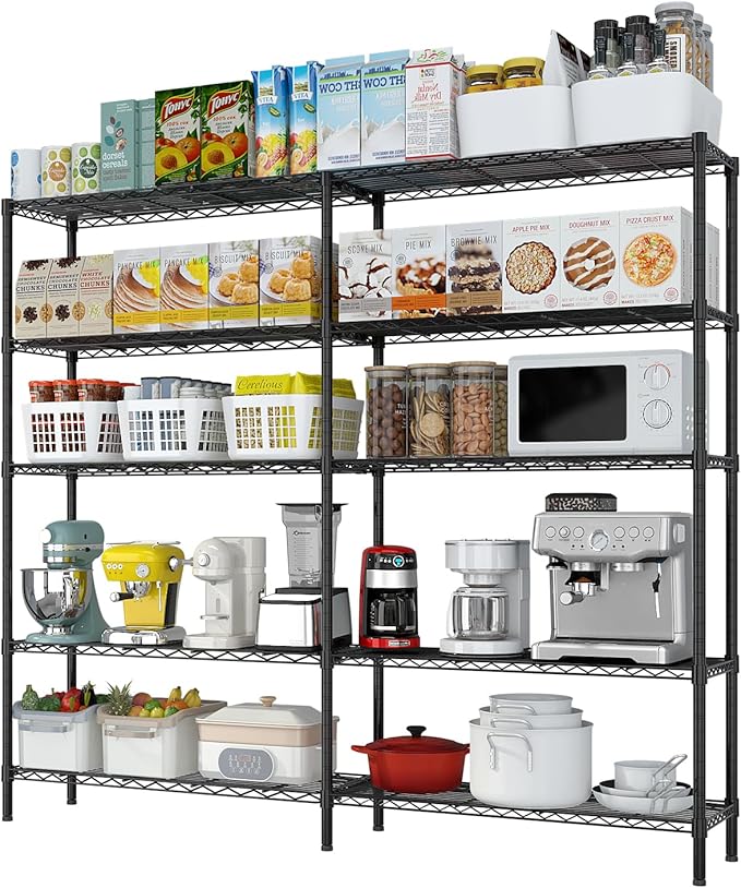 VINGLI 70" W Storage Shelves 1600LBS Heavy Duty Metal Shelving, Upgraded 5 Tier Garage Shelving Unit, Adjustable Wire Shelf for Storage Rack Commercial Pantry Shelf Organizer, 69.8"W × 15.8"D × 71"H