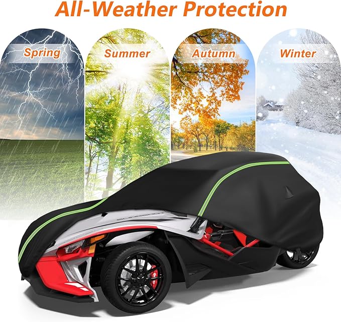 Full Cover Compatible with Polaris Slingshot with Roof, 420D Oxford Cloth Windshield Cover Waterproof Windproof All Weather Protection Covers for Slingshot S SL SLR R Signature LE Accessories
