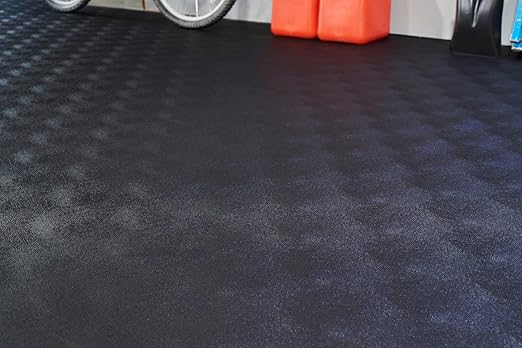G-Floor Seamless Sheet Vinyl Shed Flooring Cover with Bonded Fibrous Backing - Levant Pattern (8' x 10', Midnight Black)