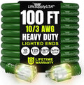 100ft Outdoor/Indoor Extension Cord 10/3 Gauge Ultra Heavy Duty 3 Prong SJTW, Waterproof, Flexible Cold-Resistant Long Power Cord,15A 125V 1875W, Green by LifeSupplyUSA