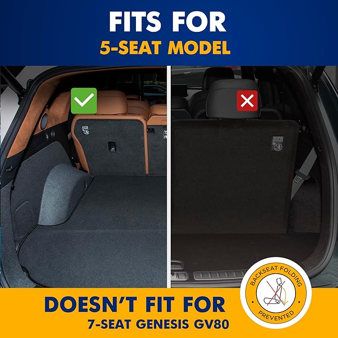 Premium Cargo Liner for Genesis GV80 2021-2025 - 100% Protection - Custom Fit Car Trunk Mat - Easy-to-Wash & All-Season Black Cargo Mat - 3D Shaped Laser Measured Trunk Liners for Genesis GV80 JX1
