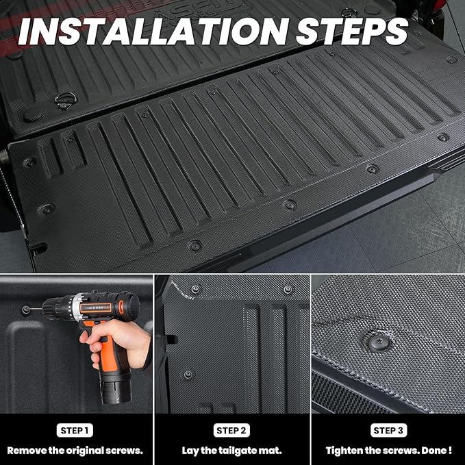 LASFIT Tailgate Mat for Toyota Tacoma 2024 2025(Not Fit Drop-in Liners), All Weather Truck Tailgate Liner for Tacoma TPE Tailgate Protector Liner Tacoma Accessories, Black