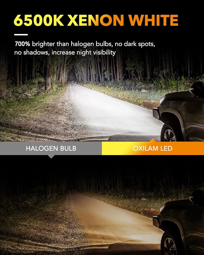 OXILAM H7 LED Light Bulbs, 40000LM Super Brighter 6500K H7 Fog Bulbs, Plug and Play, Off-Road Use or Fog Light, Pack of 2