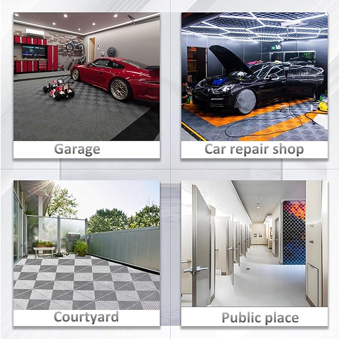 24 Pack 16"x 16"Interlocking Garage Floor Tiles,Modular Drainage Floor Mat,Non-Slip Splicing Interlocking Drainage Mats Floor Tile for Garage Car Wash Basement(Black)