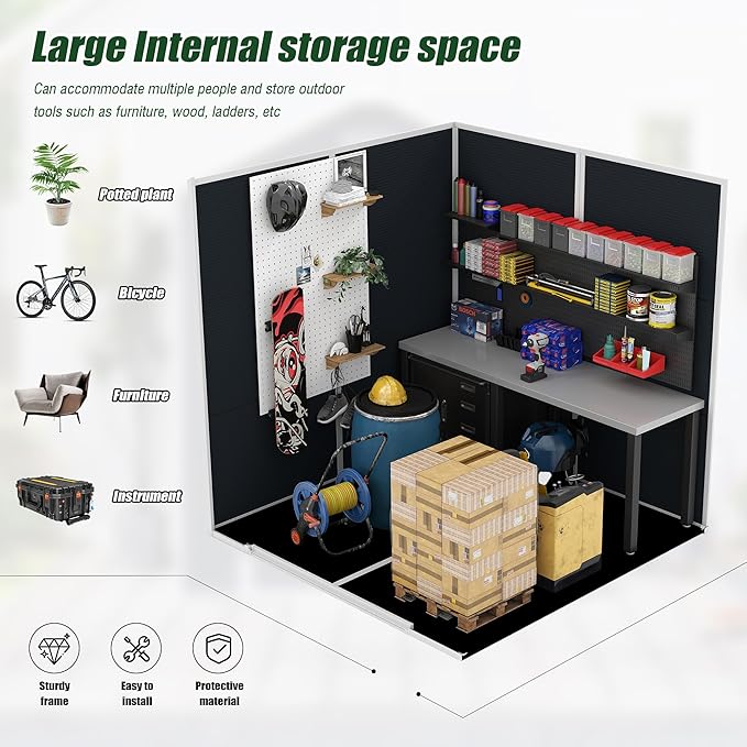 MyVoice 6x6 FT Outdoor Resin Storage Shed with HD Window, Rustproof Waterproof Garden Tool Shed, 12mm Thickened PP Panels, Large Capacity Outdoor Utility House for Backyard Patio (with Floor)