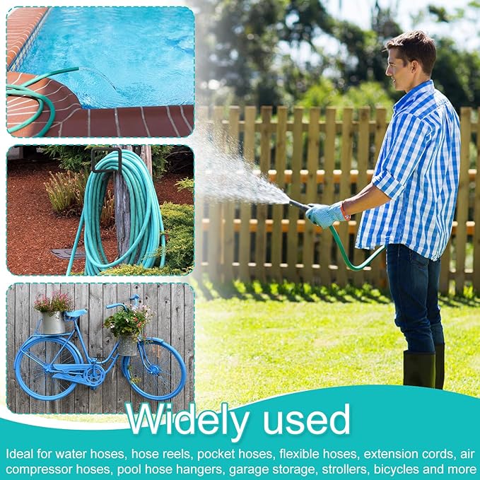 3PCS Metal Garden Hose Hook Heavy Duty Water Hose Hook Wall Mounted Garage Hook Sturdy Storage Bracket Stand Organizer 120lbs for Water Extension Cords Black