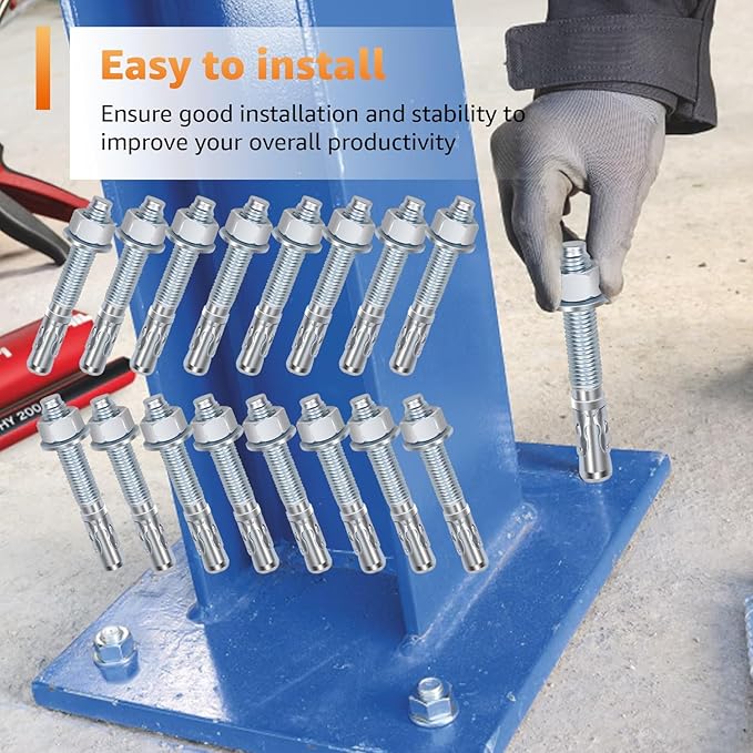 Lift Install Kit, Car Lift Installation Install Kit,(16Pcs 3/4" x 5.5" Wedge Anchor Bolts)