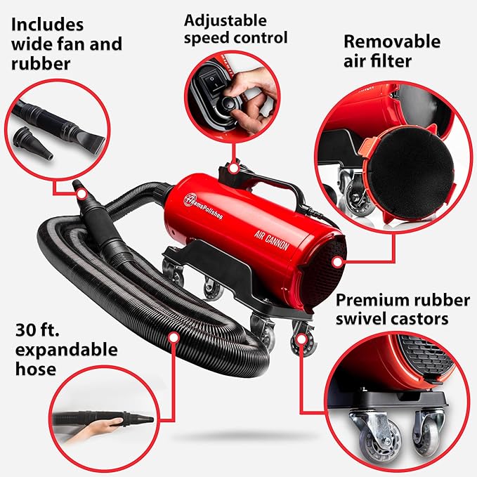 Adam's Polishes Air Cannon Car Dryer Blower - Powerful Detailing Wash | Filtered Dryers, Blowers & Blades Safer Than Microfiber Towel Cloth