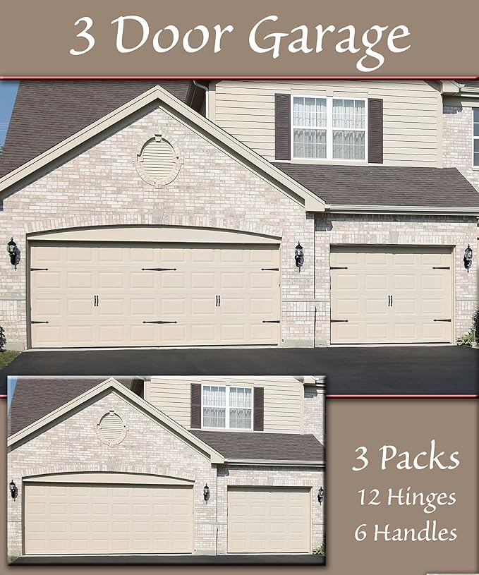 Household Essentials Hinge IT Premium Carriage House Handle & Hinge, Black Garage Door Magnet, 4 Hingle 2 Handles (Pack of 1)