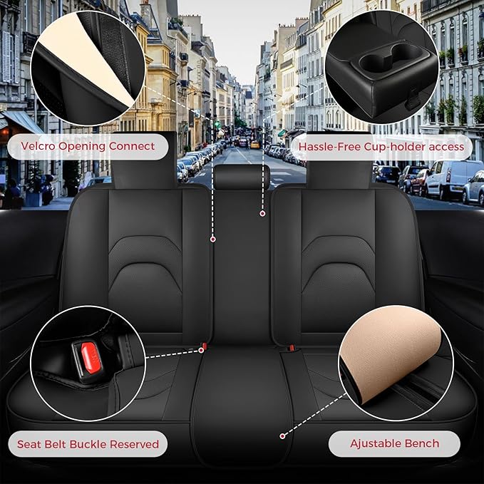 FREESOO Car Seat Covers Front Seats 2PCs,Waterproof Automotive Seat Covers, Leather Cars Interior Covers, Seats Protection Universal fit Babies & Adult (BlackRed)