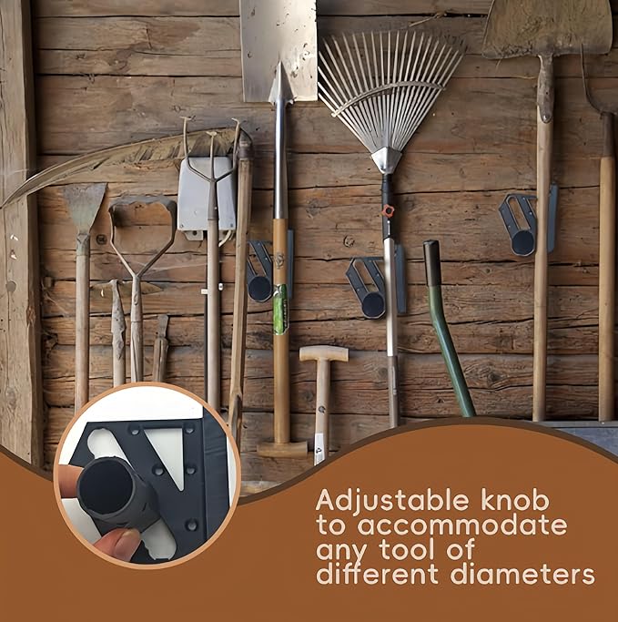 Garden Tool Rack Wall Mounted - Thickened ABS Plastic Organizer, Heavy Duty, 8 Nails Included, for Garage Kitchen Bathroom Storage