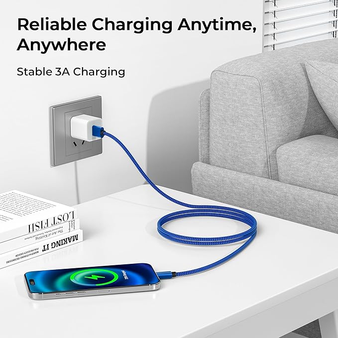 Basesailor USB Type C Charger Cable 3Pack 3.3/6.6/10FT,Charging Cord for iPhone 16 15 Pro Max 2024,Samsung Galaxy A10E A03s A14 A13 A12,A20 A21 A22,A33 A34,A42,A54 A53 A52 A51,S24 S23 S22 S21 Plus