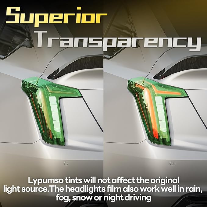 Lypumso 16 x 60 Inches Headlight Taillight Car Tint Vinyl Film, Self Adhesive Fog Lights Sticker Sheet Roll for Car Lights Cover Protection (Green)