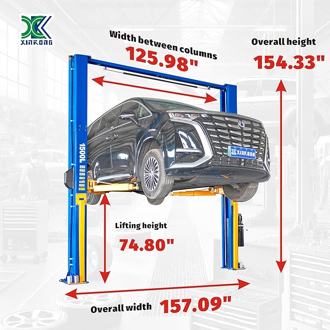 XK-1500L Auto Lift Car Lift Capacity 15000 Lbs Overhead Truck Hoist with 36 Months Parts Replacement