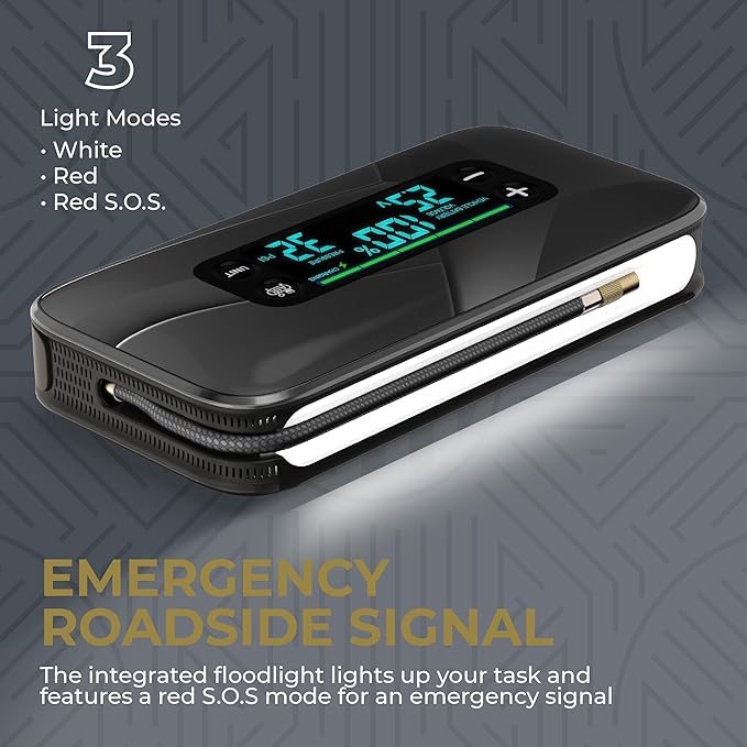 HALO Bolt Ultimate 3 Portable Car Battery Jump Starter | 130 PSI Air Compressor, 55.5Wh USB Power Bank, Large Display, Emergency Floodlight & Charger, Jumps Cars SUVs & Trucks, Inflates Tires — Purple