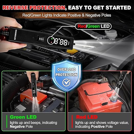 KINGBOLEN ECT200 Automotive Electrical Circuit Tester, 12V 24V Car Voltage Test Power Probe Tester, Component Activation, Continuity Test, Trailer Light Tester, Short Circuit Finder, 16.5FT Cable