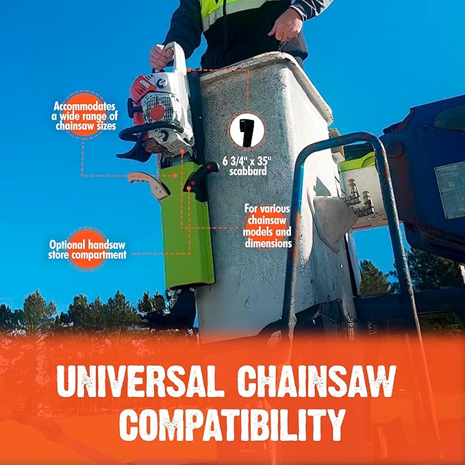 FORESTER Adjustable Bucket Chainsaw Scabbard with Handsaw Holder | Chainsaw Holder for Bucket Truck Accessories