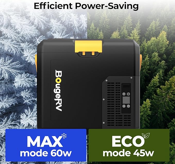 BougeRV CRH 12 Volt Refrigerator, 19QT Car Fridge, Car Refrigerator, 18L Portable Freezer, -4~68℉, 12/24V DC, 110~240V AC, Ideal for 2 People, Road Trips, Truck, Camping (Battery Not Included)