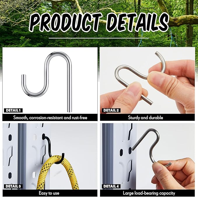 Blulu 20 Pcs 2'' Long Shed Hooks Shed Accessories for Hanging Heavy Duty Individual Utility Hooks Universal Wall Mounted J Utility Hangers for Tools Shovels Rakes Storage (Silver)