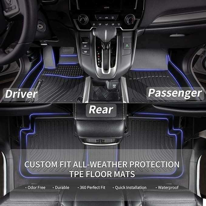 KELCSEECS Floor Mats Custom for Nissan Sentra 2025 2024 2023 2022 2021 2020 Waterproof Car Mats All Weather Mats Guard TPE Heavy Duty Automotive Floor Liners Front& Rear Row Full Set Black Accessories