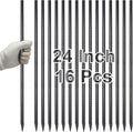 VVOKGO Rebar Stakes 24 Inch Ground Straight Concrete Form Stakes Heavy Duty (16pcs), 3/8" Diameter Metal Steel Spikes Anchors with Chisel Point End for Plant Support, Garden Border,Landscape Edging