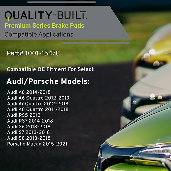 Premium Ceramic Rear Brake Pads (1001-1547C) Compatible with 2011-2021 Audi/Porsche (A6/A6 Quattro/A7 Quattro/A8 Quattro/Macan/RS5/RS7/S6/S7/S8)