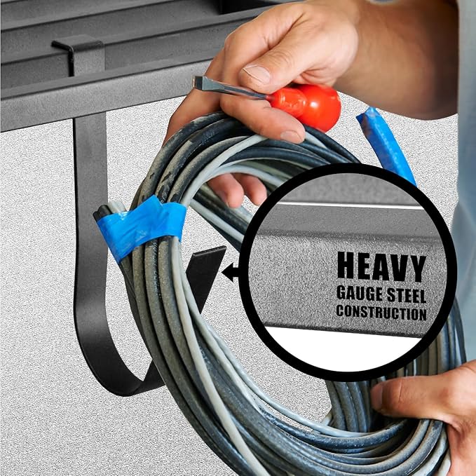 2 Pack Heavy Duty Garage Wall Shelving, 2' x 4' Wall Mount Storage Shelf, Holds 200 lbs Each, Garage Shelving Wall Mounted, Storage Rack with Hooks (Black)