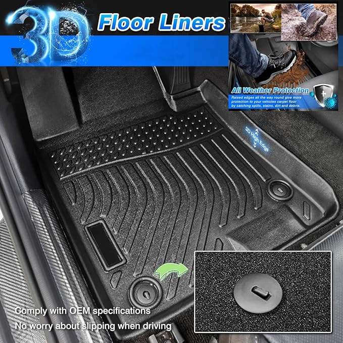 Cartist Floor Mats Compatible with Spark Accessories All Weather Floor Mat for 2016-2022 Chevy Chevrolet Spark Carpet Protection 3D TPE (Not Fit Spark EV)