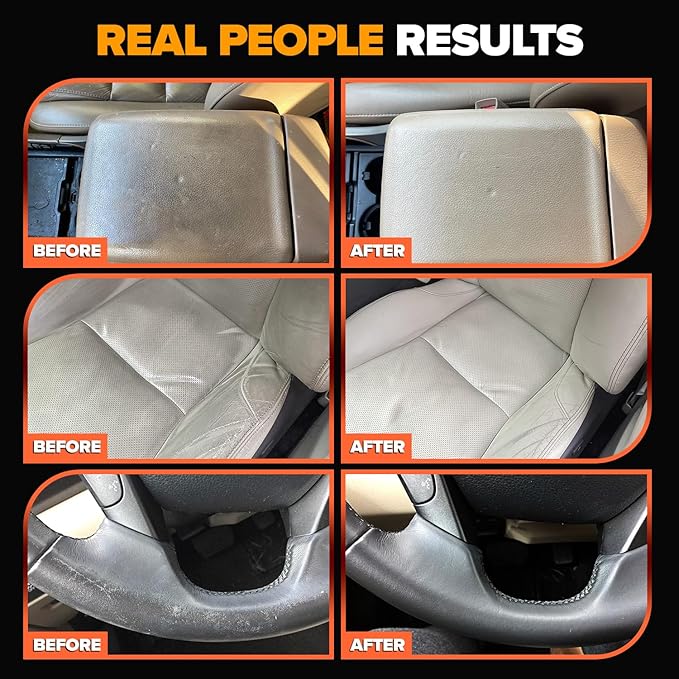 Carfidant Leather Cleaner & Conditioner Kit - Car Seat, Couch, Sofa, Shoes, Bags, Furniture - Restores & Protects - Includes Cleaning Pad & Microfiber Towel - pH Balanced Leather Care