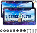 License Plate Frames for Men Multicolor License Plate Cover for Women Galaxy Aluminum Metal Car Accessory 2 Pack with Screw Covers Set