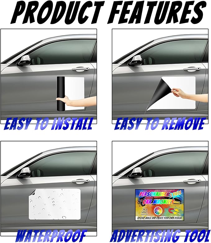 Custom Magnet Car Stickers, Personalised car Magnetic Signs for Business, Car Magnet with Text/Logo/Image,No Melting No Blow Off Easy to Move