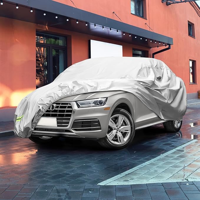 YOLENY Car Cover Waterproof All Weather Full Exterior Covers with Zipper，Universal Fit Sedan Dodge Challenger,Chevrolet Impala,Toyota Avalon,Cadillac Deville/Seville, Lexus ES etc.(UP to 201 inch)