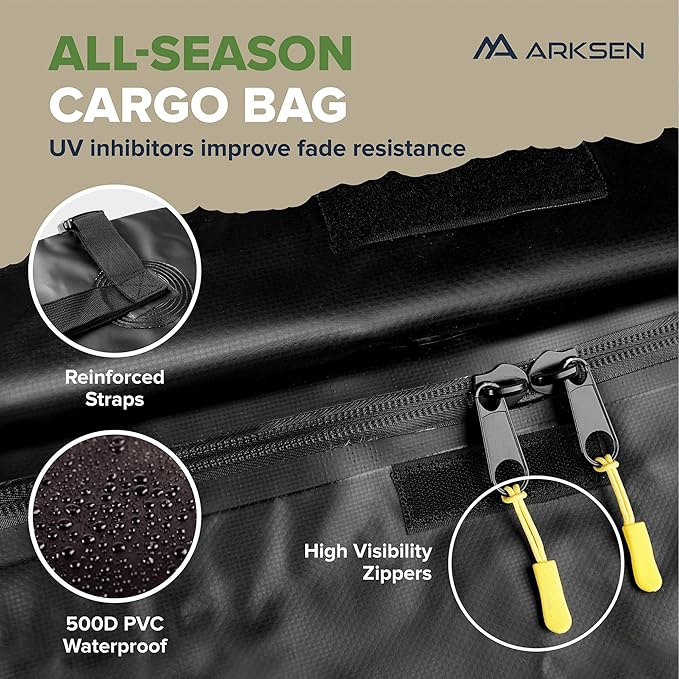 ARKSEN 84 x 39 x 6 Inch Universal 150LB Heavy Duty Roof Rack Cargo with 500D PVC Waterproof Cargo Bag, Top Luggage Holder Carrier Basket with Extension for SUV, Truck, & Car Steel Construction