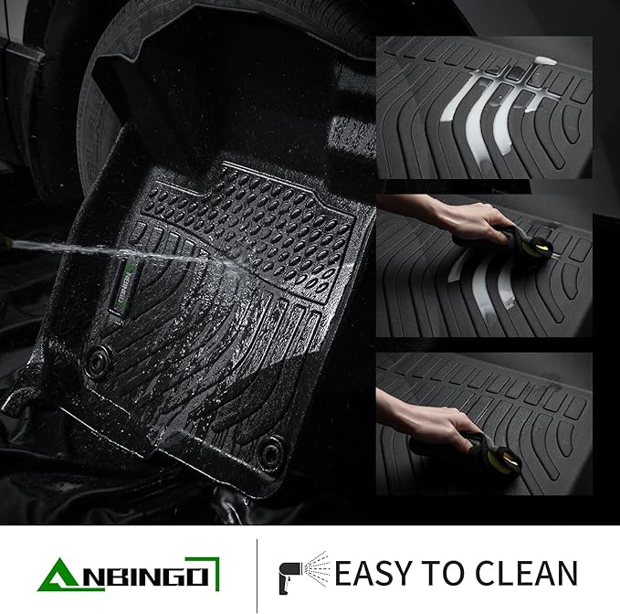 ANBINGO® Floor Mats Custom Fit for VW Atlas 2018-2025 7 Passenger Bench All Weather Guard Car Mats TPE Automotive Floor Liners Front& Rear& 3rd Row Full Set VW Atlas Accessories-Black