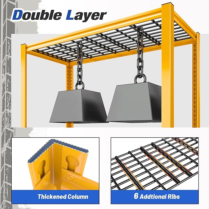 REIBII 40" W Garage Shelving Heavy Duty Metal Shelving 2200LBS Storage Shelves 4 Tier Garage Shelves Adjustable Metal Shelf for Warehouse Basement Pantry Kitchen 40" W x 19.7" D x 59.9" H, Orange