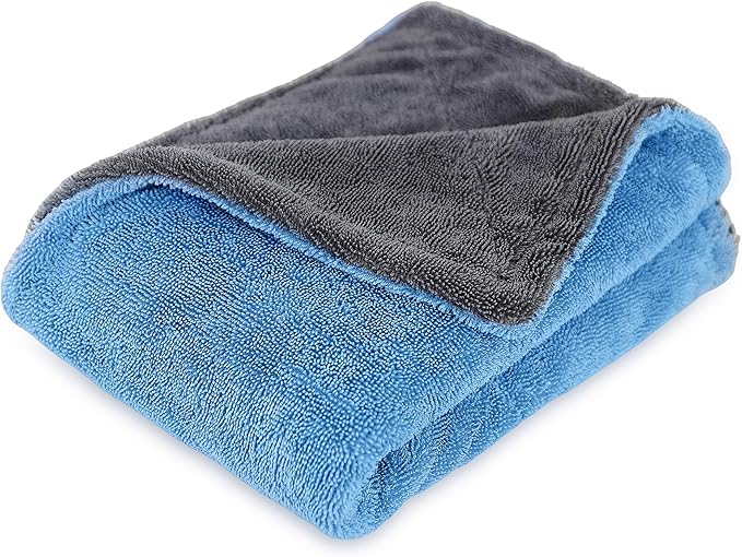 LIVOS Extra Large Car Drying Towel, Twisted Terry Microfiber Towels for Cars, 1000GSM Professional Quick Dry Cleaning Cloth for Car, Scratch-Free, Absorbent Wash Towel, 25" x 36" (Blue&Grey)