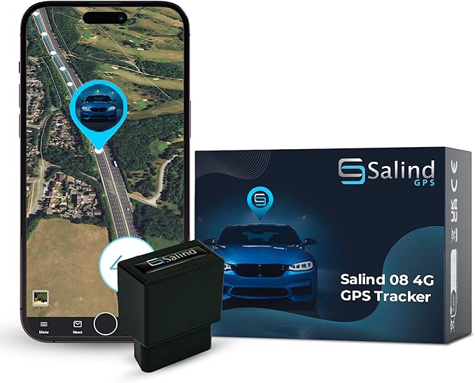 Salind GPS 4G LTE OBD 9-35V Fleet and Vehicle Tracker – Hidden Car, Truck, Trailer Locator with Real-Time Monitoring, Route History, Mileage, GeoFence, Compact Splash Proof Design, Fixed Connection