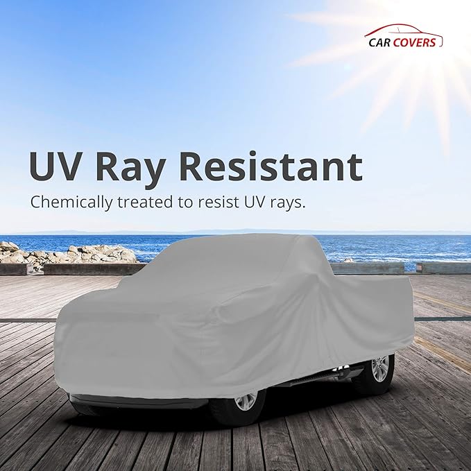 Car Covers Weatherproof Max Truck Cover & Warranty Compatible with Ford 1957-1983 F-100 Regular Cab, 8 with Camper Shell– Outdoor Cover, Prevents Theft with Cable Lock