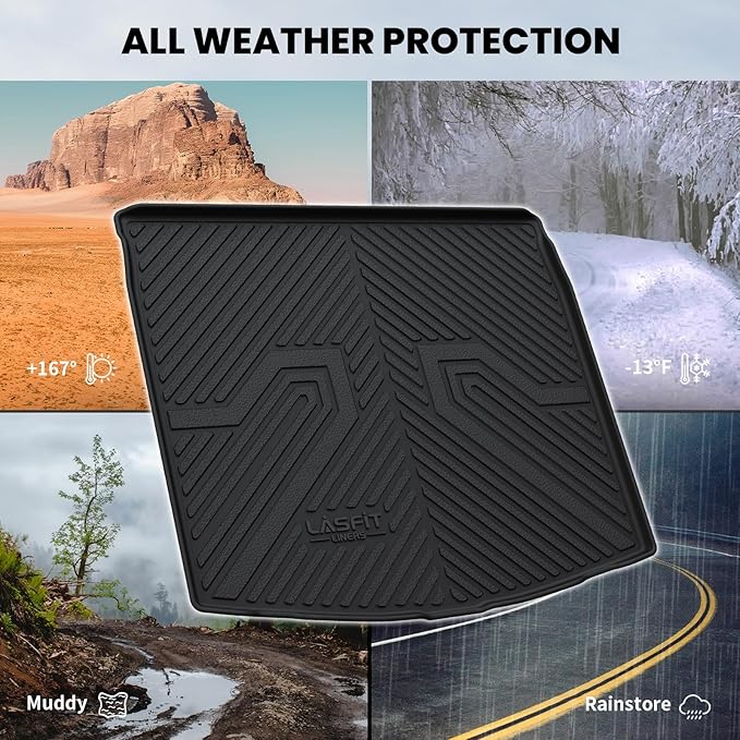 LASFIT Cargo Mat for Toyota Corolla Cross 2022-2025(Fit AWD Not Fit FWD), Custom Fit All-Weather TPE Rubber Trunk Mat for Toyota Accessories, Waterproof, Easy to Clean, Black