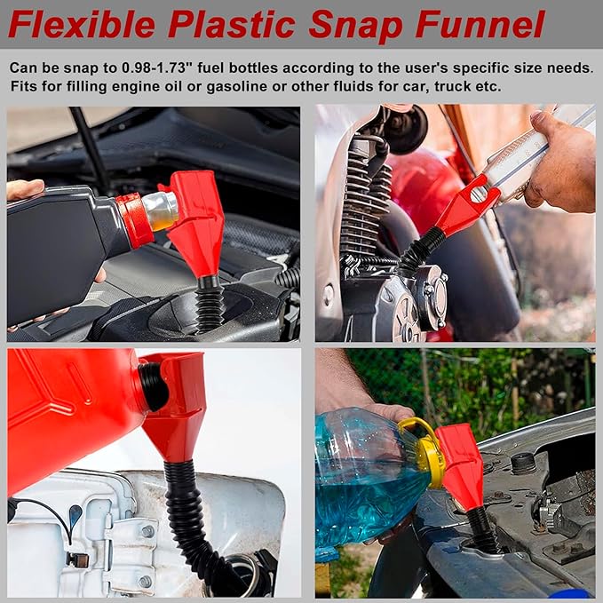 4Pcs Oil Filter Pliers Set, 3 Jaw Oil Filter Wrench With Oil Snap Funnel, 9" and 12" Oil Filter Pliers Adjustable From 1-3/4"-6"