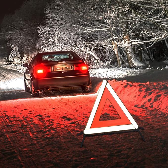 aikko Safety Triangle Kit Road Emergency Warning Reflector Roadside Reflective Early Warning Sign, Foldable 3 Pack of Emergency Car Kit