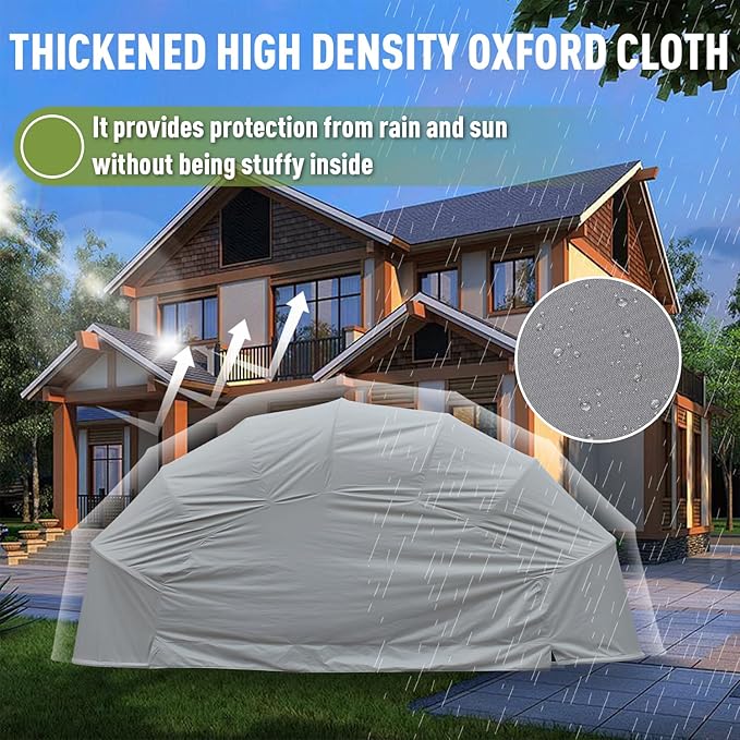Stainless Steel Carport, Foldable Retractable Garage, Heavy Duty Mobile Carport, Semi-Automatic Outdoor Shelter, All-Weather Weatherproof RV Cover, for Parking Lot, Yard, Grey